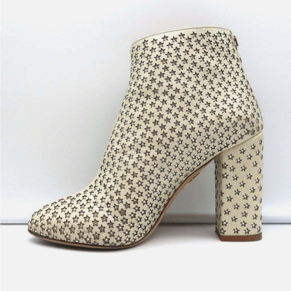 Charlotte Olympia Alba Star Ankle Boot Cream Crystal-Embellished Leather Size 36 - Picture 3 of 4